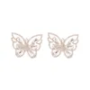 Crystal Big Butterfly Stud Earring Silver Gold Women Elegante vlinder oorbellen voor avondfeest hoogwaardige sieraden