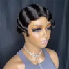 Brésilien Court Pixie Cut Perruque Perruques De Cheveux Humains Vraiment Mignon Doigt Vagues Coiffures pour Les Femmes Noires Full Machine Made Perruques