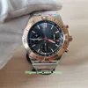 GF Maker Super Quality Mens Klockor 42mm Chronomat B01 42 18K Rose Gold Sapphire Chronograph ETA 7750 Rörelse Mekanisk Automatisk klocka Mäns armbandsur