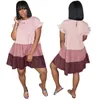 Vrouwenontwerper Casual jurken kleine denim geplooide geleidelijke splicing single button jurk