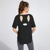 Ioga roupa de ioga feminino feminino esportivo de volta Hollow out tops soltos camisas de corrida rápida garotas ginástica de ginástica de ginástica elástica de ginástica Blouseyoga