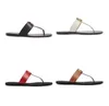 2022 designer slides Women flip flops Leather Women sandal with Double Metal Black White Brown slippers Summer Beach Sandals with BOX 35-45
