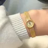Armbanduhrenkupfer 24K Gold plattiert 2022 Design Frauen beobachten japanische exquisite Retro kleine Ziffer