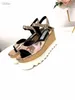 Stella Mccartney Women Summer Sandals Star Design Genuine Leather Casual Shoes Wedge Platform