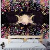 Tapisserie Soleil Et Lune Feuilles Colorées Tapisserie Hippie Tapiz Tenture Murale Psyché