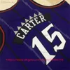 Mitchell et Ness Authentic Broderie Basketball 15 Maillots VinceCarter Retro Real Stitched Violet Blanc 1998-99 Respirant Sport 2004all-star Jersey Shorts