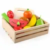 1 Pcs Sets Pretend Toy Wooden Kitchen Toys Cutting Fruit Vegetable Play Miniature Food Kids Wooden Baby Early Education Toy LJ201211