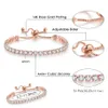 Verstelbare luxe 4mm kubieke zirkonia tennis armbanden ijs uit ketting kristal bruiloft armband voor vrouwen rose goud kleur diamanten armband