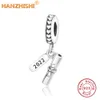 925 Silber für Pandora-Charm-925-Armband, neues Design, 925er-Sterlingsilber, Abschlussbücher, graviertes Charms-Set, Anhänger, DIY feiner Perlenschmuck