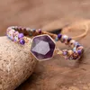 Bracelets à breloques Hexagon Star Stone Handmade Beaded Braided Amulet BanglesCharm Lars22