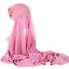 Pull On Instant Chiffon Hijab With Bonnet Caps Elastic Jersey Plain Soft Chiffon Inner Cap Scarf Headband Cover Headwrap Turban