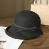 Cappelli a tesa larga Cappello di paglia all'ombra per le donne Retro pieghevole Pot Letterario Pescatore Femminile Semplice Sole Casual Cool HatWide Wend22