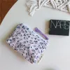 Été doux crème violet clair petit porte-monnaie à fleurs femme Mini sac en coton mode écouteur à glissière rouge à lèvres sacs de rangement