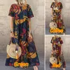 Fashion Summer Maxi Dress Women's Printed Sundren Sunded Casual Casual Short Vestidos Femme Robe haute taille Femme