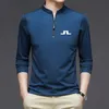 Män golfkläder långärmad t-shirt män utomhus sport ventilation lös botten polo skjorta halvt zip golf slitage 220627