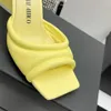 Attico Topuklu Devon Sandalet Sarı Terlik Deri Blok Topuk Katırları Yüksek Topuklu Ayakkabı Slaytlarda Slides Açık Ayak Ayakkabı Kadınlar İçin Ayakkabı Lüks