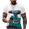 Moda verano herramientas 3D imprimir hombres camiseta Casual suelta cuello redondo manga corta camisetas de gran tamaño Unisex ropa Top Tee 220607