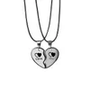 Colliers de Couple chat mignon noir et blanc, en acier inoxydable, pendentif porte-bonheur en forme de cœur, bijoux cadeaux pour amis