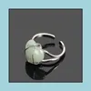 Band Rings Jewelry Heart Natural Crystal Open Ring Sier Color Wire Wrap Adjustable Quartz Opal Stone Healing Fashion Wedding Party Drop Deli