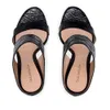 2022 Women Ladies PU Genuine Real Leather 12CM High Heels Sandals Dress Shoes Slipper Summer Casual Peep-toes Open Toe Party Wedding Alligator Print One Line