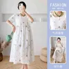 Kurzarm Oneck Mutterschaft Sommer Gesticktes Kleid Fashion Floral Chiffon Kleid Hohe Taille Schwangere Frau Party Kleid J220628