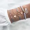 Sieraden Love Hollowed Out Lotus Tassel Leaf Bracelet Set