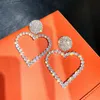 Dangle & Chandelier Full Crystal Big Heart Drop Earrings For Women Bling Rhinestone Hyperbole Statement Fashion Jewelry GiftsDangle