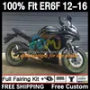 OEM-Karosserie für KAWASAKI NINJA 650R 650 R ER6 F ER 6F 2012-2016 Karosserie 11DH.1 ER-6F ER6F 12 13 14 15 16 650-R 2012 2013 2014 2015 2016 Spritzguss-Verkleidungsset glänzend schwarz