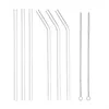 Clear Glass Straw 200*8mm Reusable Straight Bent Glass Drinking Straws with Brush Eco Friendly Glass for Smoothies Cocktails FY5155 G0428