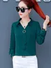 Frauen Blusen Shirts Frauen Frühling Sommer Stil Chiffon Dame Büro Arbeit Tragen OL Drehen-unten Kragen Blusas Tops DF2997Women's