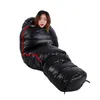 Black Snow Outdoor Camping Sleeping Bag Very Warm Down Filled Adult Mummy Style Sleep Bag 4 Seasons Camping Travel Sleeping Bag 220721
