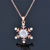 Pendant Necklaces Snowflake Flower Pendants And Rose Gold Silver Color Zirconia Necklace For Women Neck Chains Jewelry XL031 SPPendant