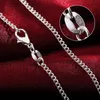 Zincirler 925 STERLING Gümüş 2mm 16-30 inç yan zincir bağlantı kolye Kadınlar Erkekler Moda Düğün Takı Hediye Partisi