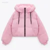 Women Parka Jackets Pink With Hooded Solid Long Sleeves Kaki Cropped Warm Jacket Ladies Elegant Outfit Woman Coat Winter trf L220725