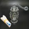 Оптовая красочная мини -10 -мм самка курящие 3D -череп Стеклянная масляная буровая установка с силиконовым шлангом и миской