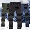 Mens Pants Winter Fleece Warm Oversized Outdoor Hiking Camping Sports Trousers Casual Soft Waterproof Cargo Pants Plus Size 220704