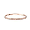 Pulseira de joias de luxo fina pulseira de amor ouro 18k para mulheres com chave de fenda cheia de diamantes rosa platina aço inoxidável roubar pulseiras femininas de 3,65 mm