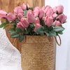 Simulação Floral Faux 9 Rosas Um Bouquet Casamento Artificial Falsa Flor Decoração de Decoração dos Ornamentos