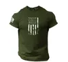 T-shirts masculinas impressos T-shirt americana bandeira redonda pescoço de mangas curtas homens