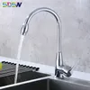 Kitchen Faucets SDSN Polished Chrome Kitchen Faucet Solid Brass Kitchen Sink Mixer Tap Single Lever Hot Cold Water Faucets T200424
