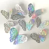 12 Stück 3D-Wandaufkleber mit hohlen Schmetterlingen für Zuhause, Neuheiten, Dekoration, DIY-Aufkleber, Kinderzimmer, Party, Hochzeit, Dekor, Schmetterling, Kühlschrank