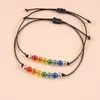 Pulsera de cuentas de arcoíris, pulseras de cadena ajustables, brazalete para mujeres, hombres, amistad, joyería de moda