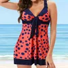 Women's Swimwear Printed Bandage Slim Swim Pieces Vintage Swimsuits Sport Beachwear Women Bathing Bra Swimdress Bandeau Swimwears Mini Bikin