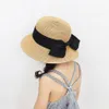 Шапки, летние детские соломенные шляпы-федоры с узлом-бабочкой, детский козырек от солнца, пляжная шляпа от солнца для маленьких девочек, шляпа от солнца с широкими полями, гибкая панама для Gir4337112