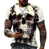 T-shirts voor heren schedel 3d print heren zomer losse o-neck skelet skelet skelet toppen straat hiphop tees mannen kleding oversized t-shirtmen