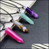 Arts And Crafts Blue Purple Pink Stripe Agate Stone Hexagon Pendant Reiki Healing Crystal Cone Point Charms Sports2010 Dhqnl