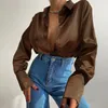 Elegant Satin Long Sleeve Blouses Women Vintage Blue Green Silk Shirt Women Casual Loose Button Up Female Shirts Tops 18913 220727