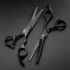 Japão profissional 440c 5.5 6 Vermelho Gem Black Cut Scissors Corte de barbeiro Rainning Shears Scissors 220818