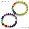 Tennis Bracelets Jewelry Unisex 7 Chakra Bracelet With Volcanic Lava Frosted Agates Wrists Lion Buddha Charm For Men And Women1 Drop Deliver