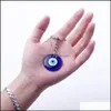 Key Rings Jeia Jóia Turca Evil Blue Eye Keychain Ring AMET Lucky Charm pendurado pendente Jewerly Delivery JJC5W